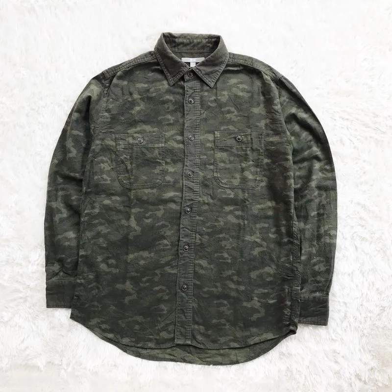 Uniqlo MEN Kemeja Flannel Camo Shirt Button Up Slim Fit Long photo 1