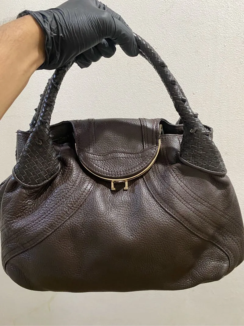 Tas fendi brown leather vintage handbag good quality photo 1
