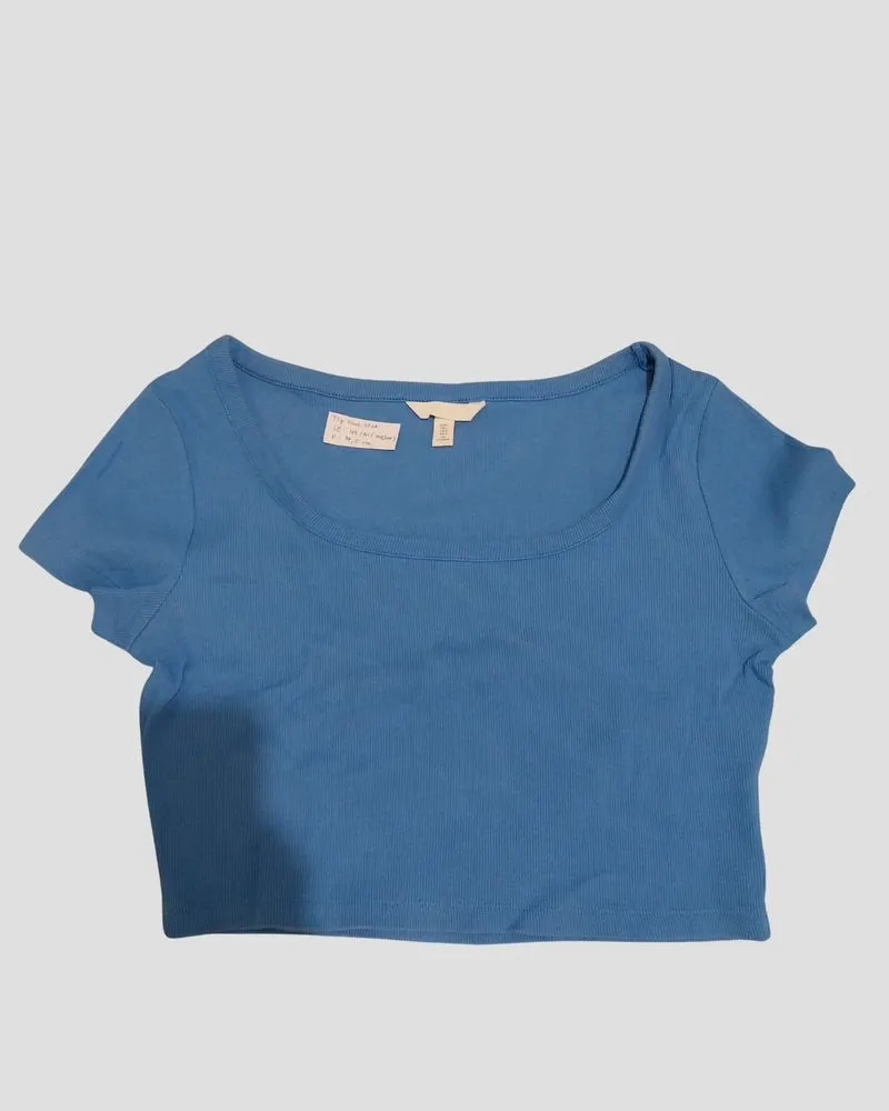 knit blue crop top h&m photo 1
