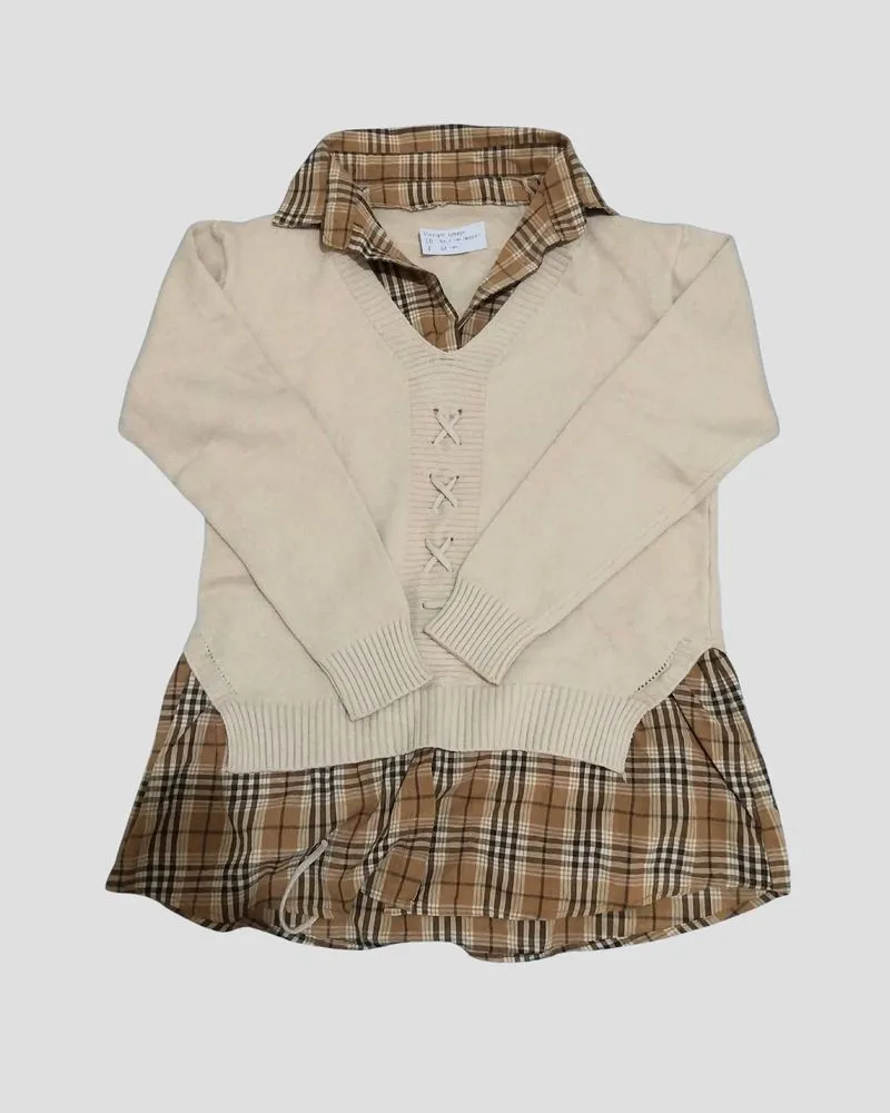 vintage cardigan shirt 2 in 1 cream photo 1