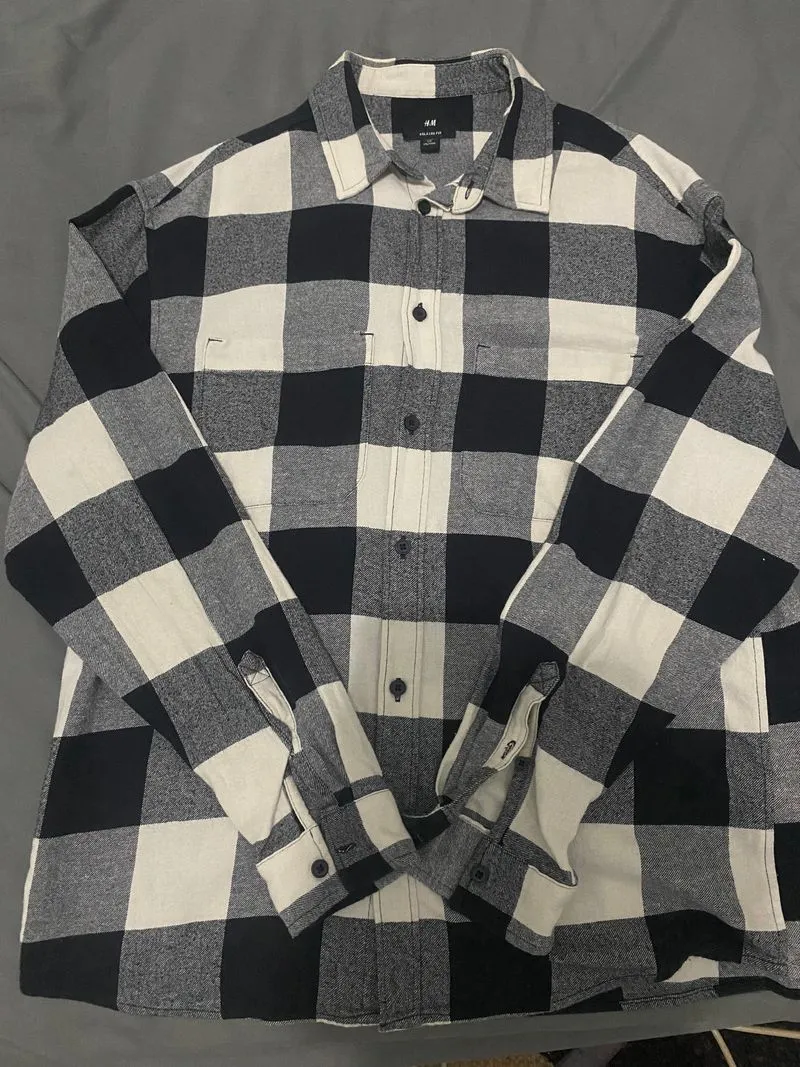 H&M Y2K Varsity jacket Pria white black photo 1