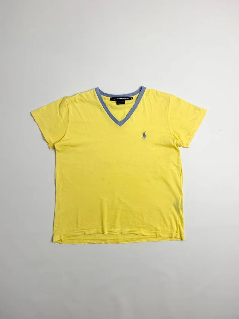 Y2k Ralph Lauren Sport Vneck Tee Yellow photo 1
