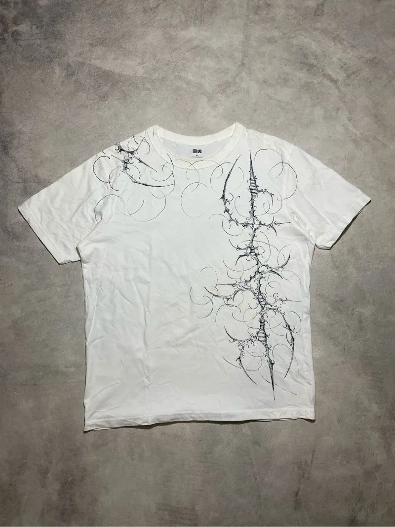 Y2k Uniqlo U Tee with Cybersigilism Emo Goth Grunge sigil ar photo 1