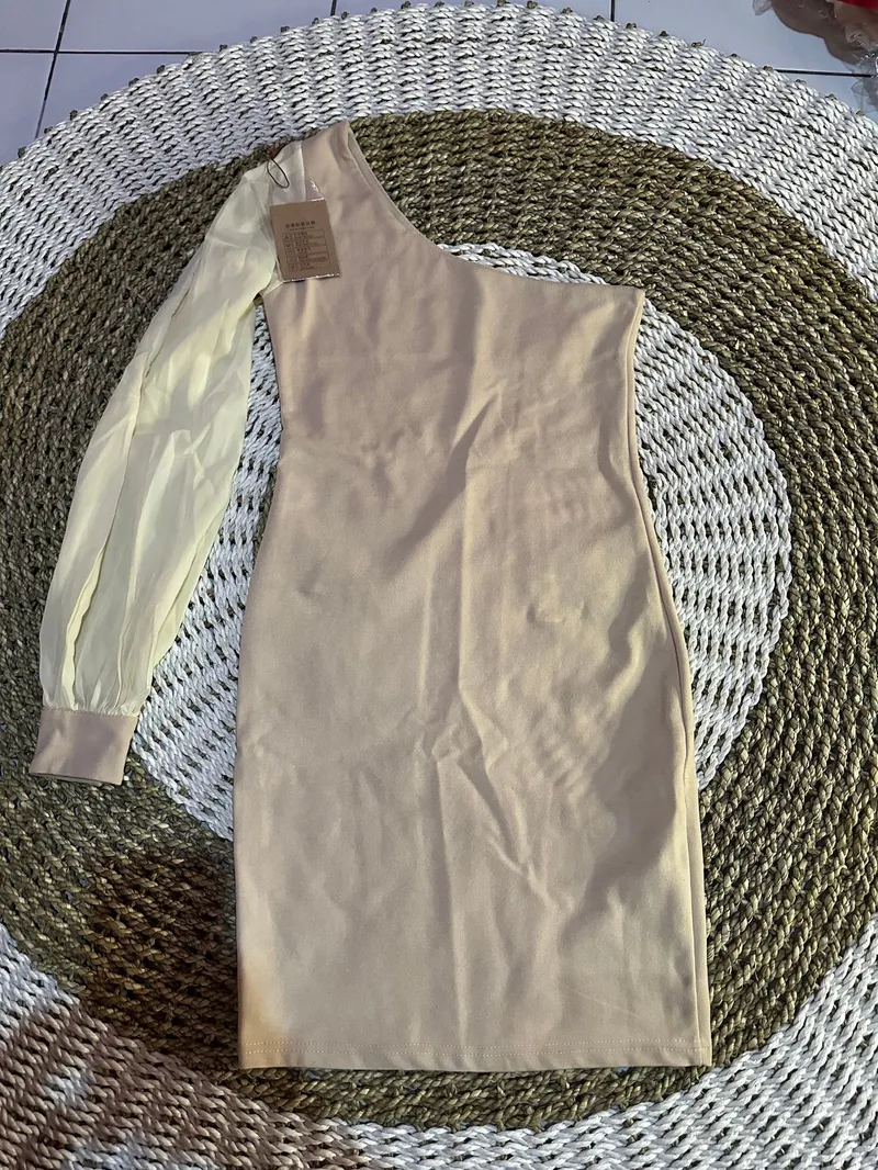 Casual Midi dress Wanita cream photo 1