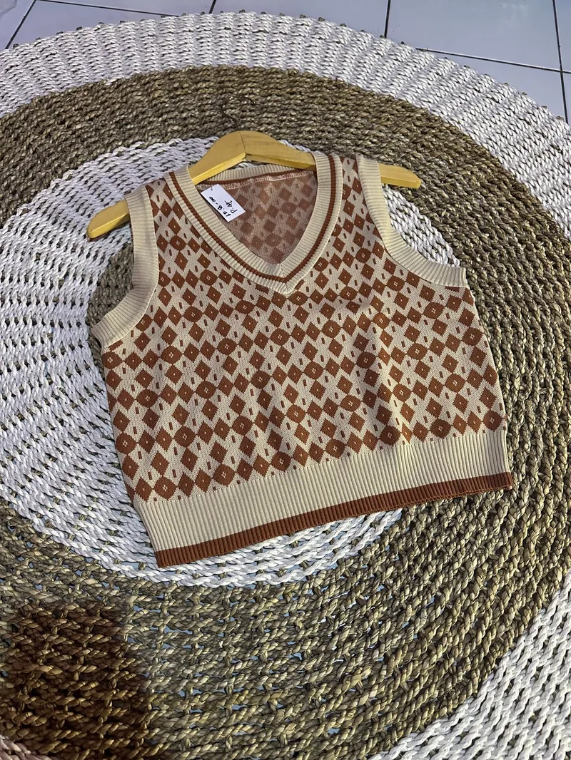 Casual Vest Wanita tan brown photo 1