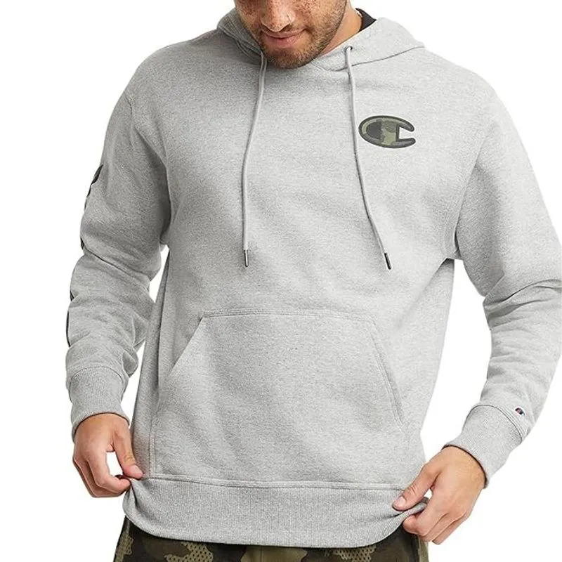 Hoodie Pria Champion Original Camo Logo Heather Gray Standar photo 1