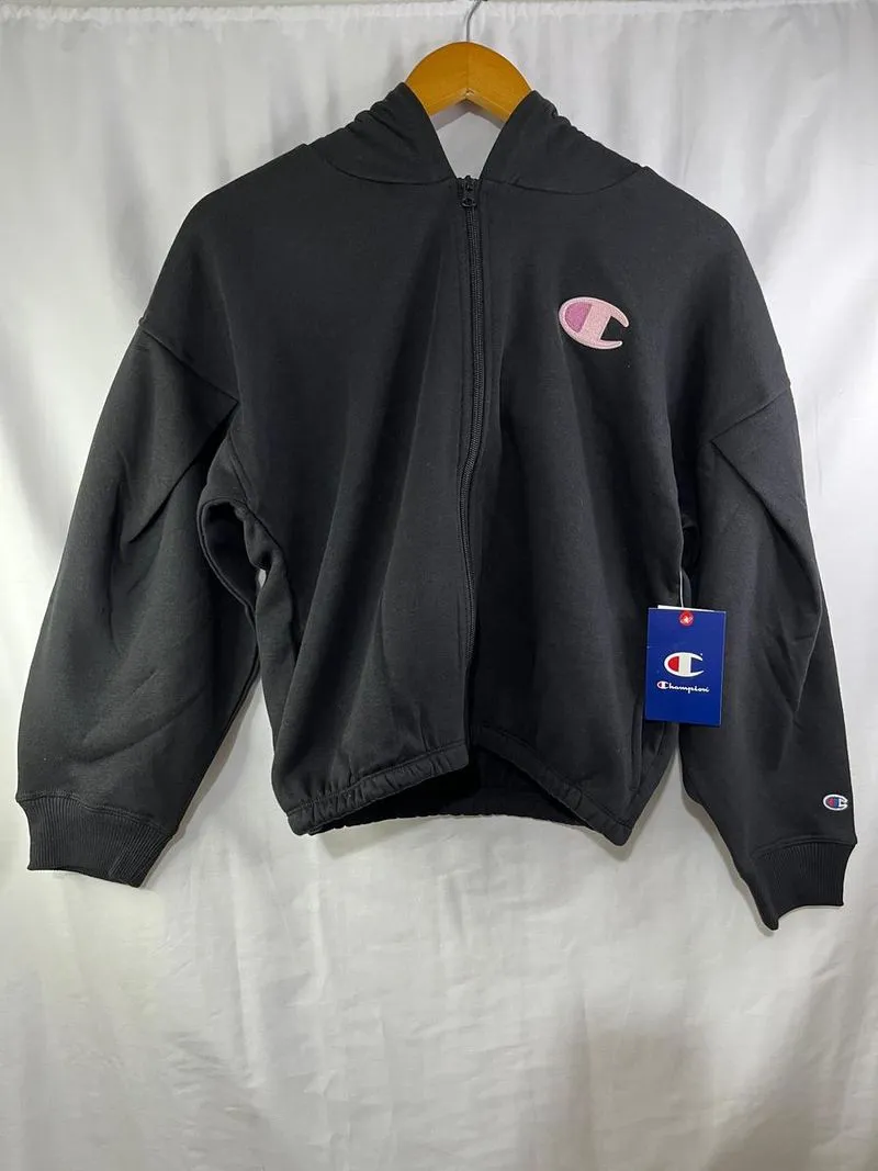 Hoodie Anak Perempuan Branded Champion Zipper Black Pink Log photo 1