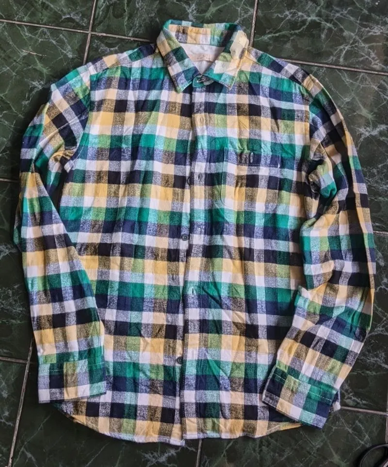 Kemeja Flanel Kotak-kotak Green Yellow photo 1