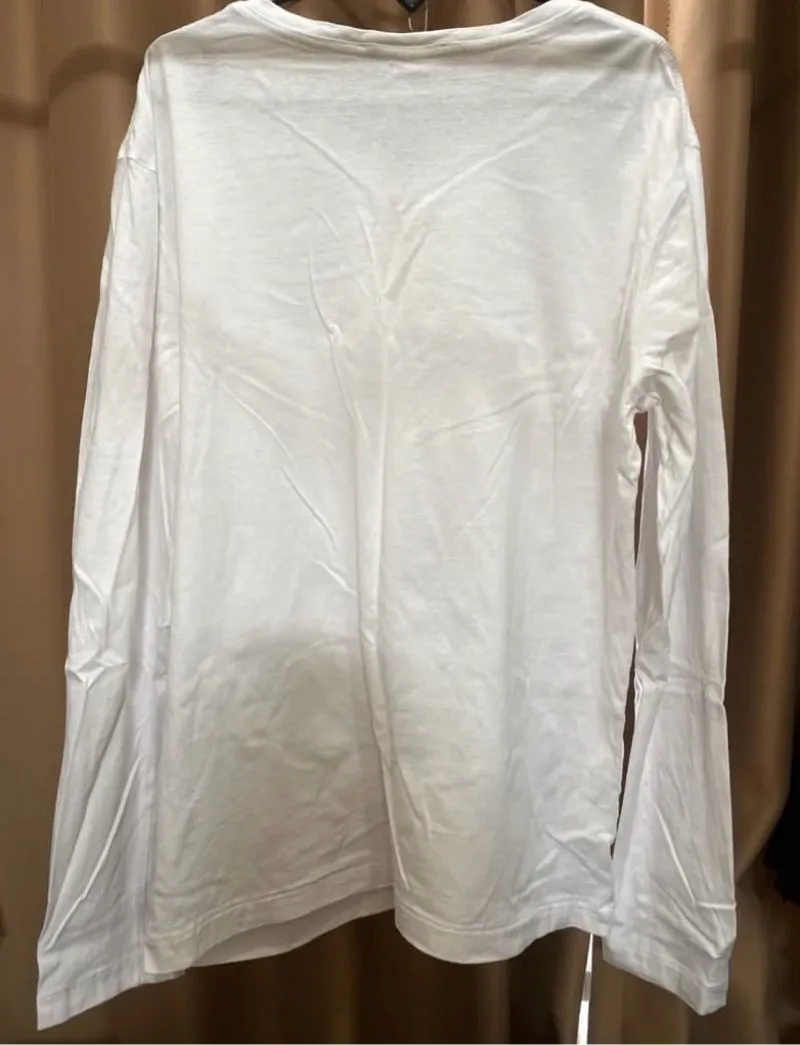 calvin klein jeans ckj atasan kaos lengan panjang putih