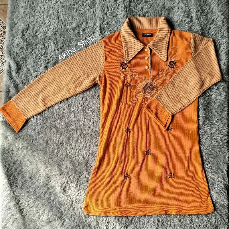 Baju Atasan Wanita Y2K Lengan Panjang Orange Beyond Fashion photo 1
