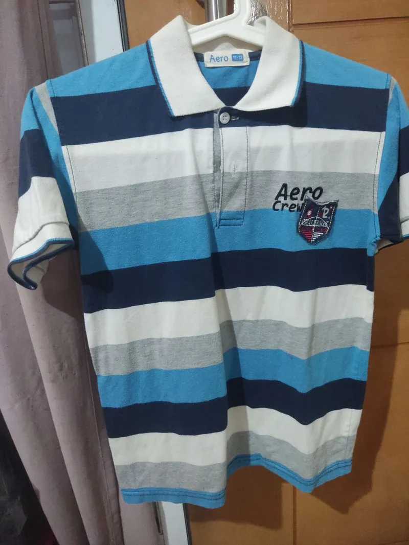 Casual Blouse Wanita white blue photo 1