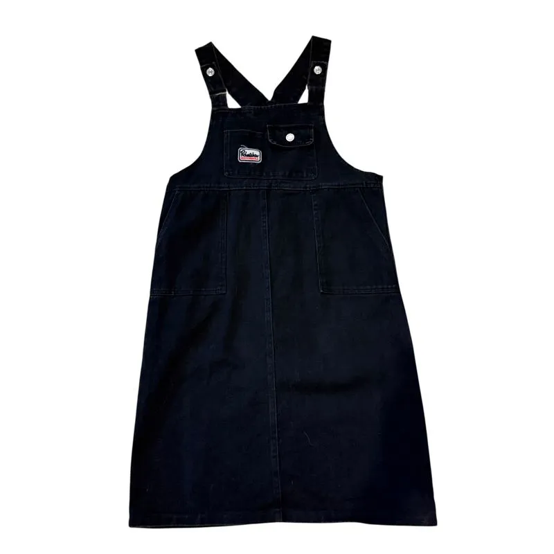 Vintage Black Denim Wash Overall Dress Baju Kodok Dress Wani photo 1