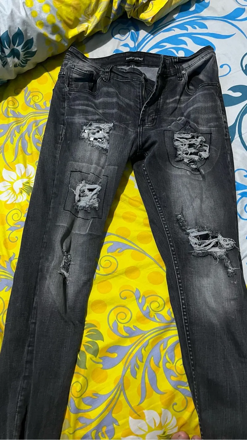 celana denim bahan strech ripped slim  photo 1