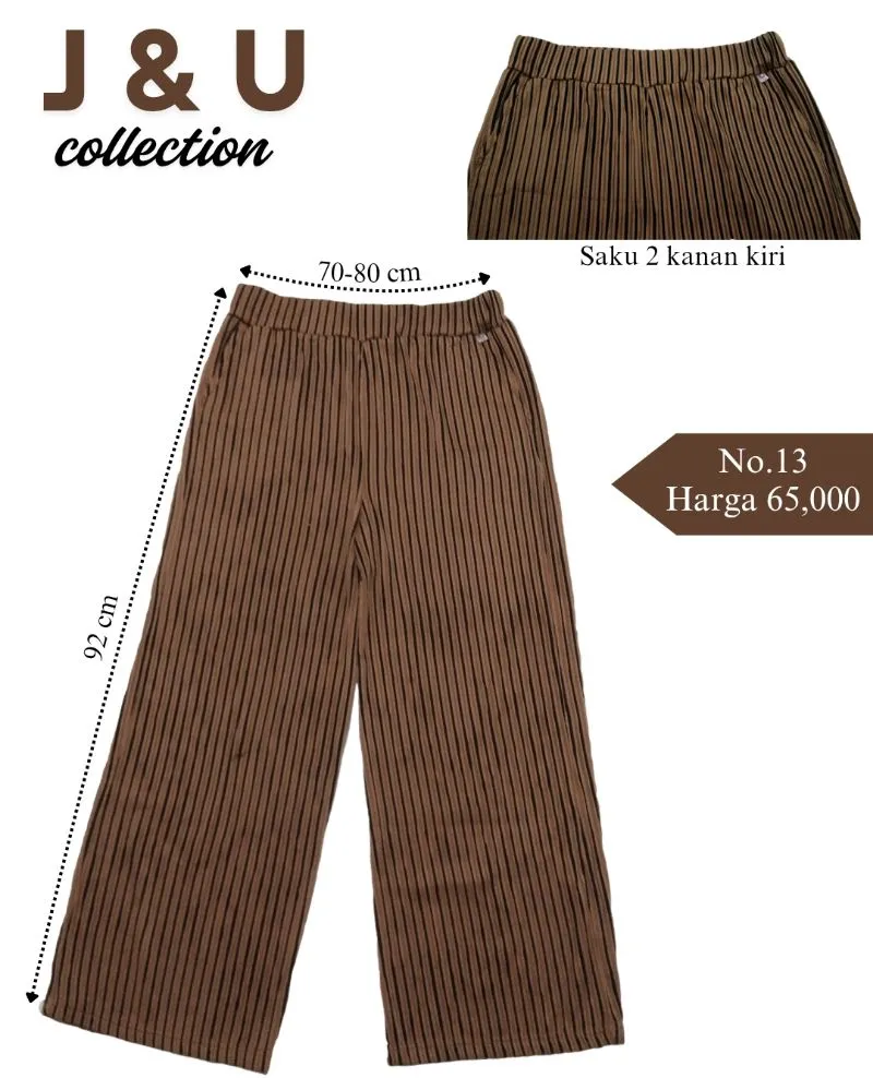 Celana Kulot J&U Collection – Motif Garis Cokelat Elegan