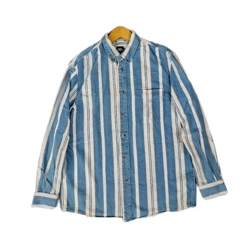 KEMEJA LENGAN PANJANG DENIM ZARA SEPERTI BARU
SIZE TAG: L
 photo 1