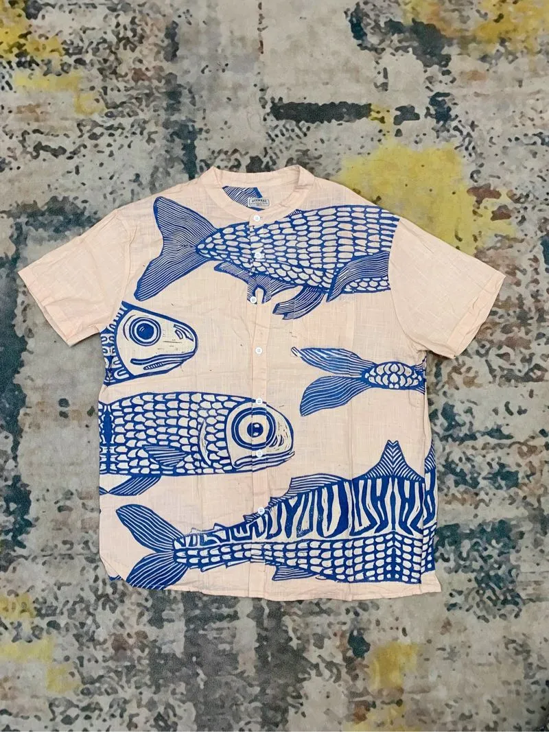 GU Vintage Y2K Casual shirt Pria cream photo 1