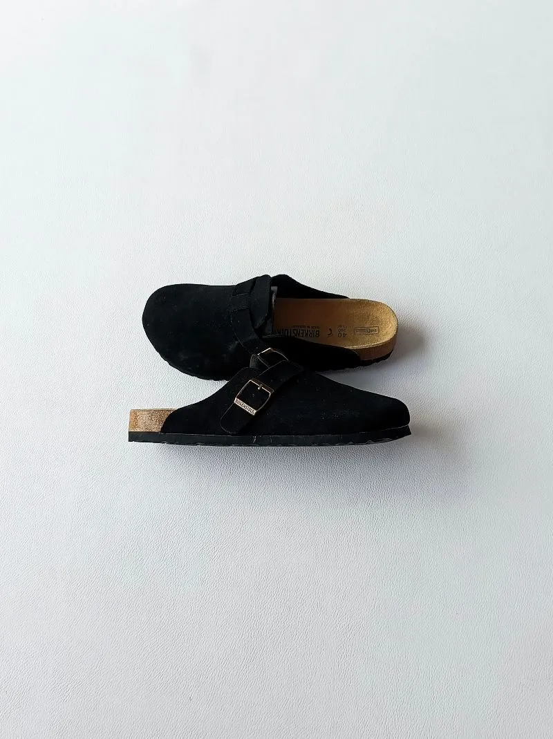 Birkenstock Boston Suede Leather Soft Black photo 1