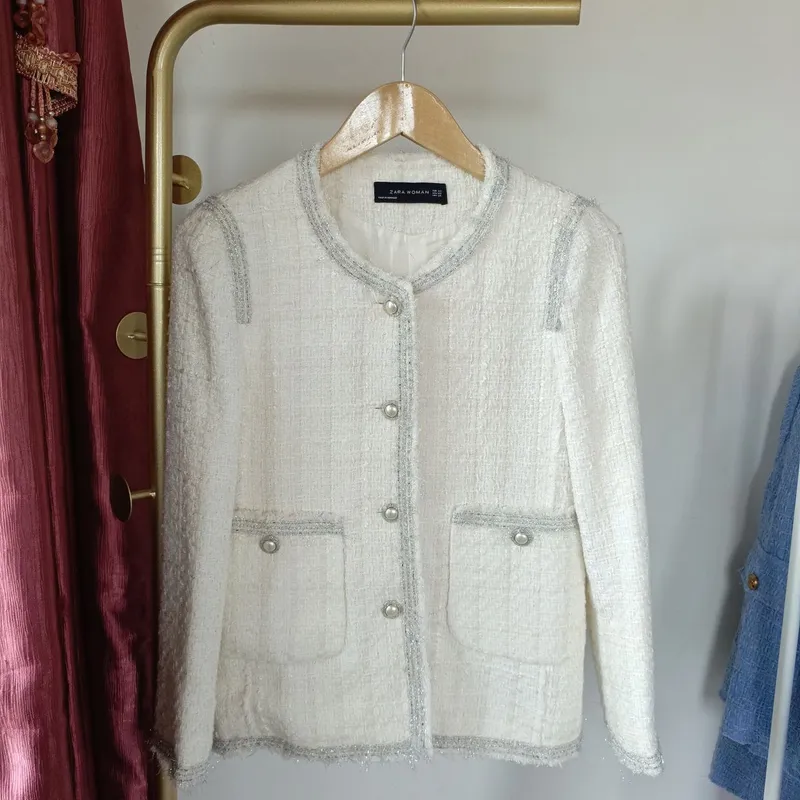 ZARA Luxury Casual Blazer Wanita silver white photo 1