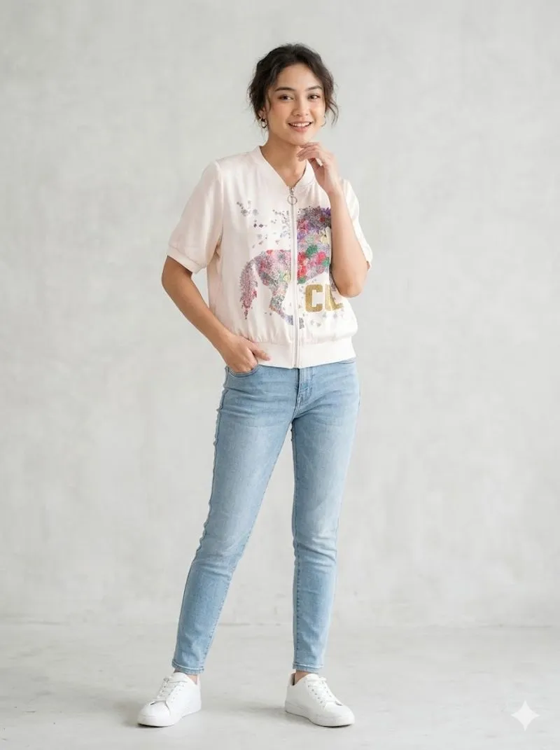 Baju atasan wanita lengan pendek motif kuda photo 1