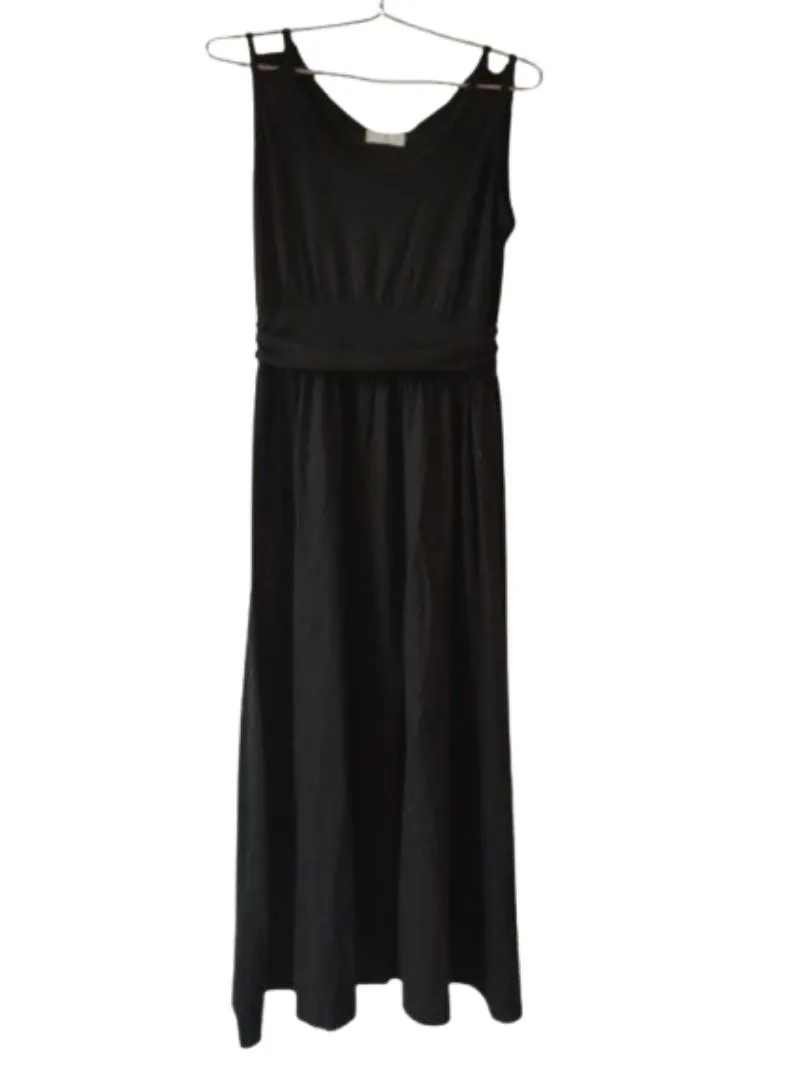 Korean black long dress sleeveless photo 1