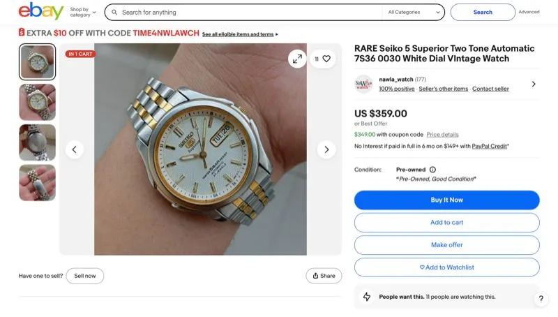 Jam tangan vintage rare! SEIKO superior 7S36-0040 origin