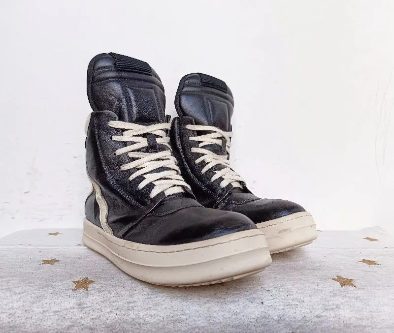靴 Rick owens geobasket ss25 DOSHABURI通販｜RICK OWENS MEN MEGA GEOBASKET SNEAKERS BLACK SS25