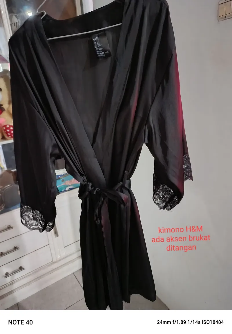 H&M Luxury Pyjama Wanita black photo 1