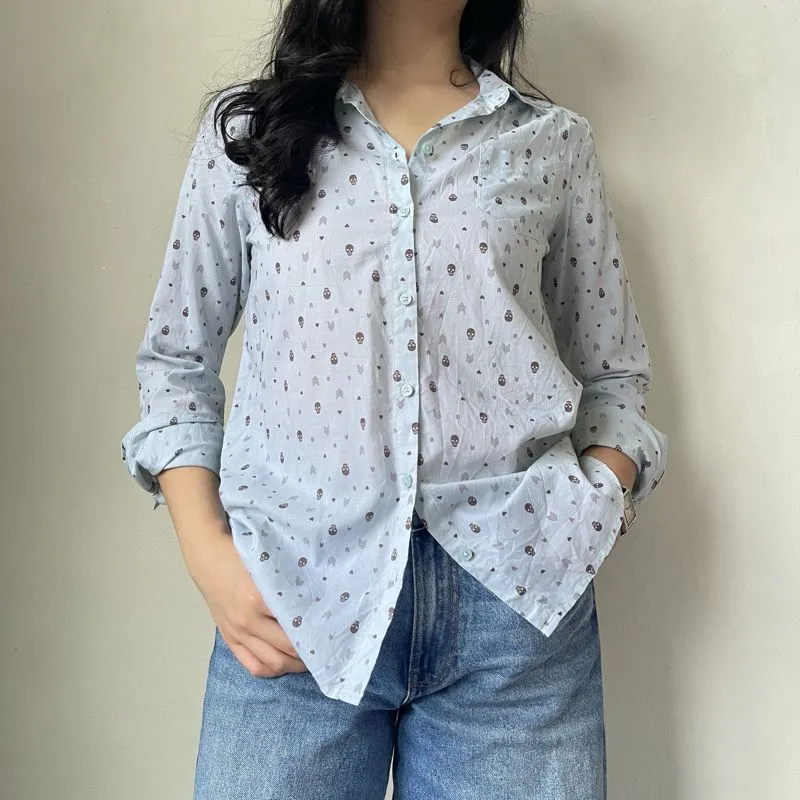 Kemeja skull biru hnm  photo 1