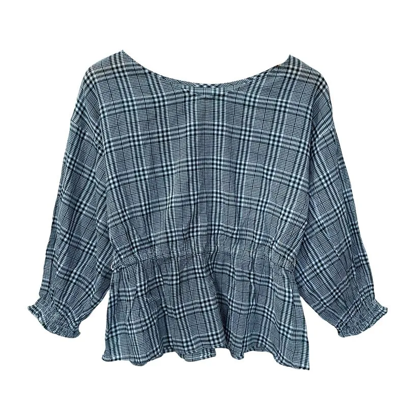 Tartan Long Sleeve Top | Blouse photo 1