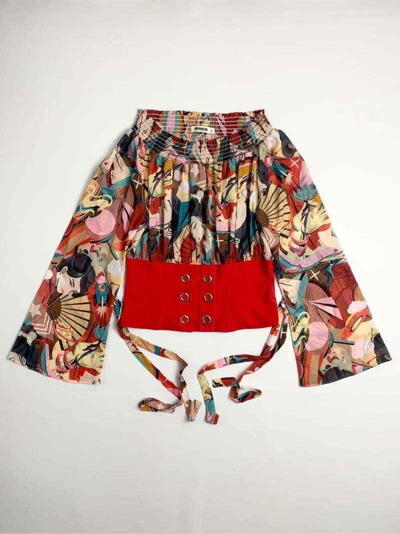 Y2k Miuco Longsleeve Flared Full Print Art photo 1