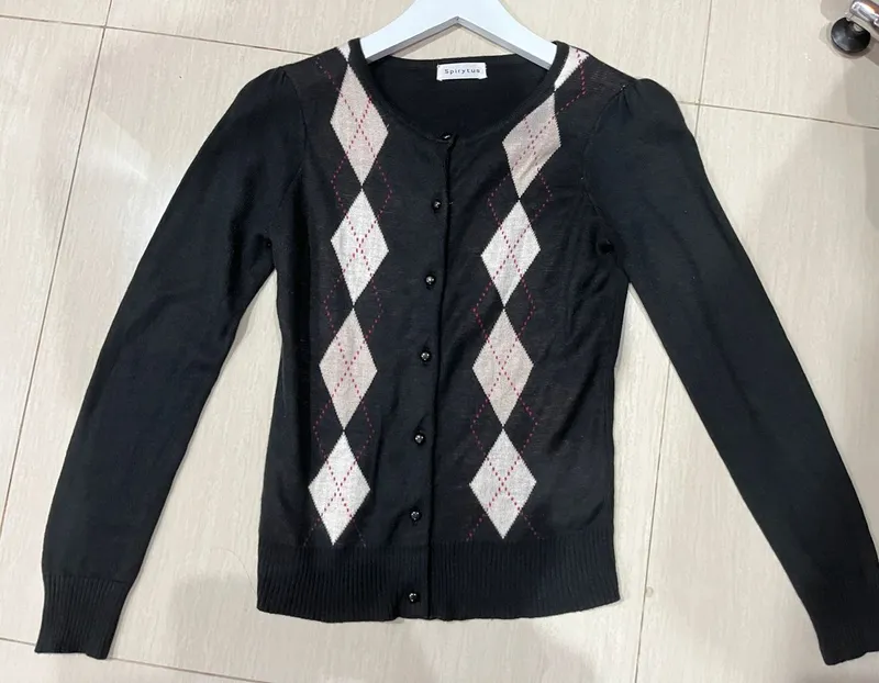 Y2K Casual Sweater Wanita red black cream photo 1