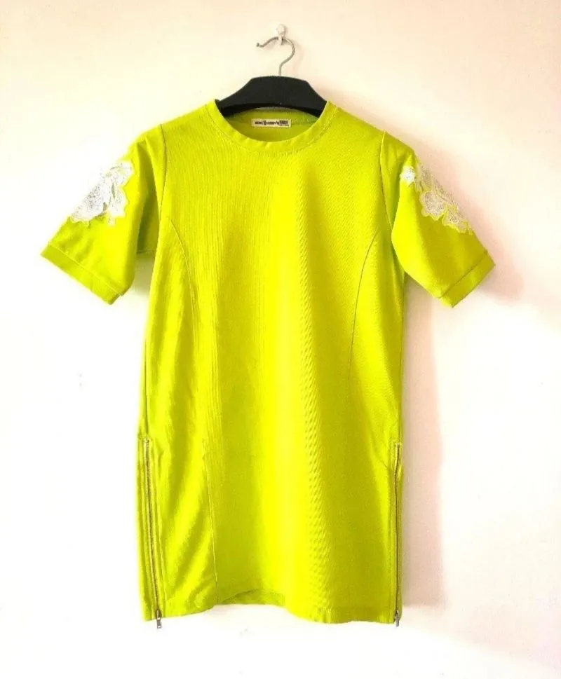 Lime green mini shirt dress photo 1