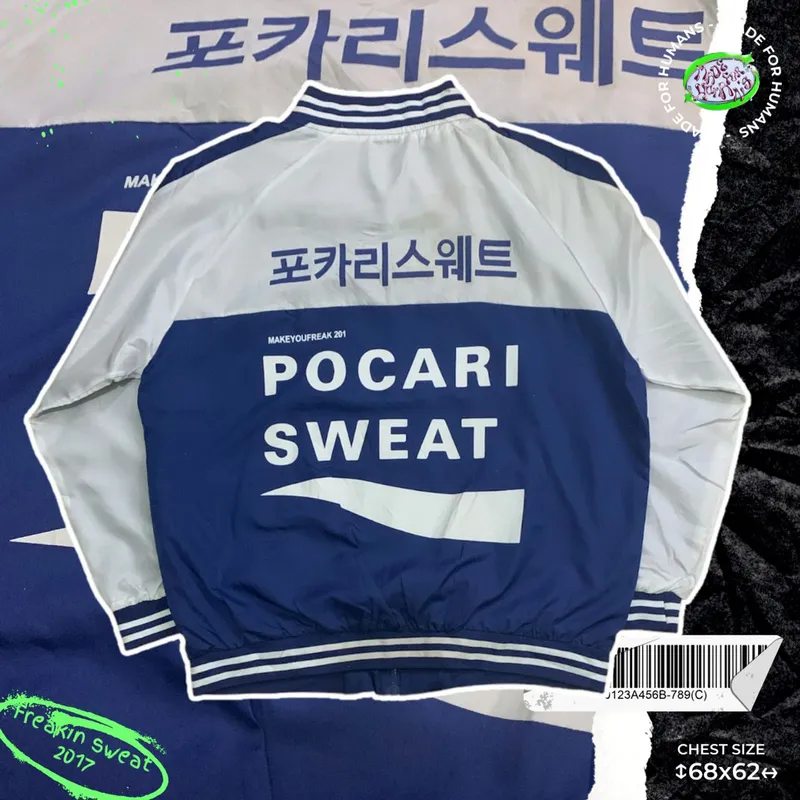 Y2K Bomber jacket Pria white blue photo 1