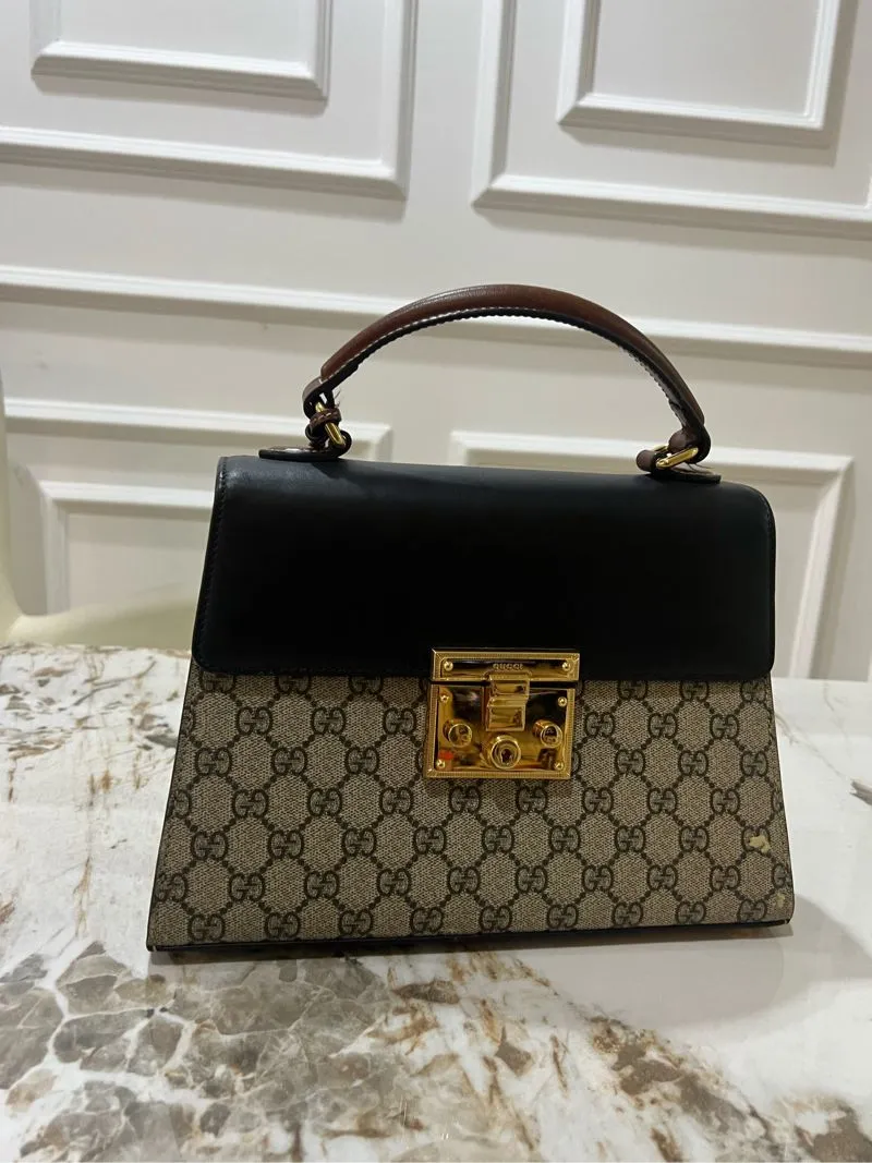 GG Supreme Padlock Small Top Handle Bag Black photo 1