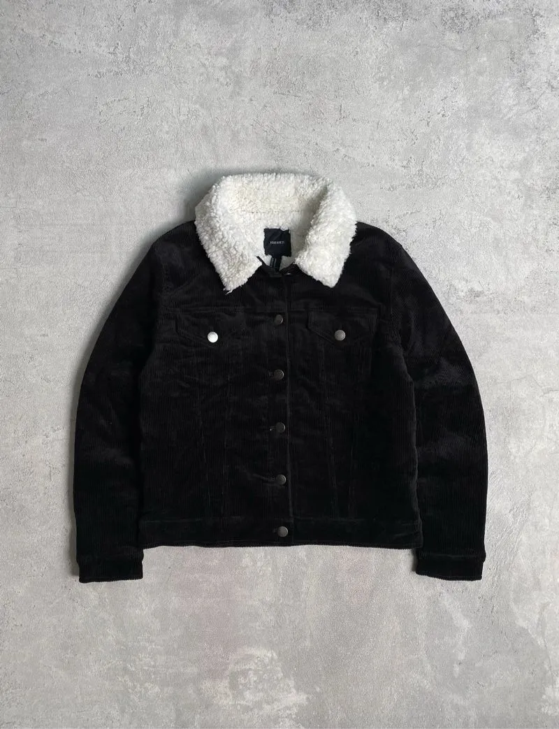Forever 21 Black Trucker Sherpa Corduroy Jacket photo 1