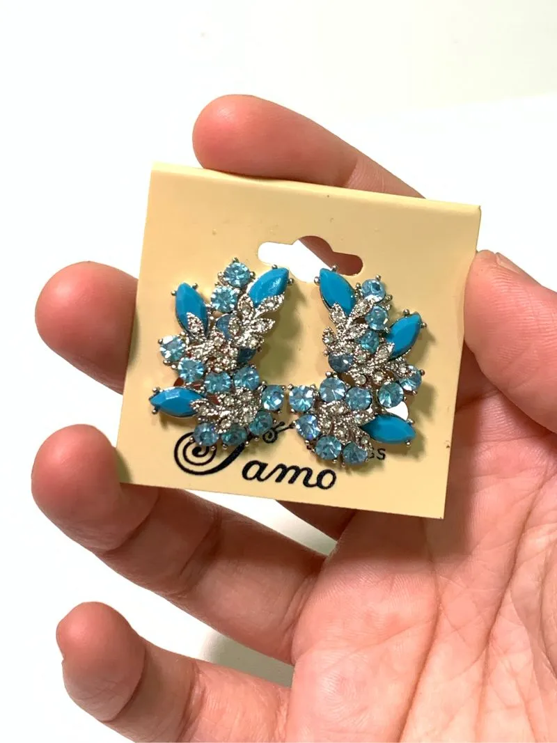 Anting Jepit Crystal-Leaf Blue photo 1