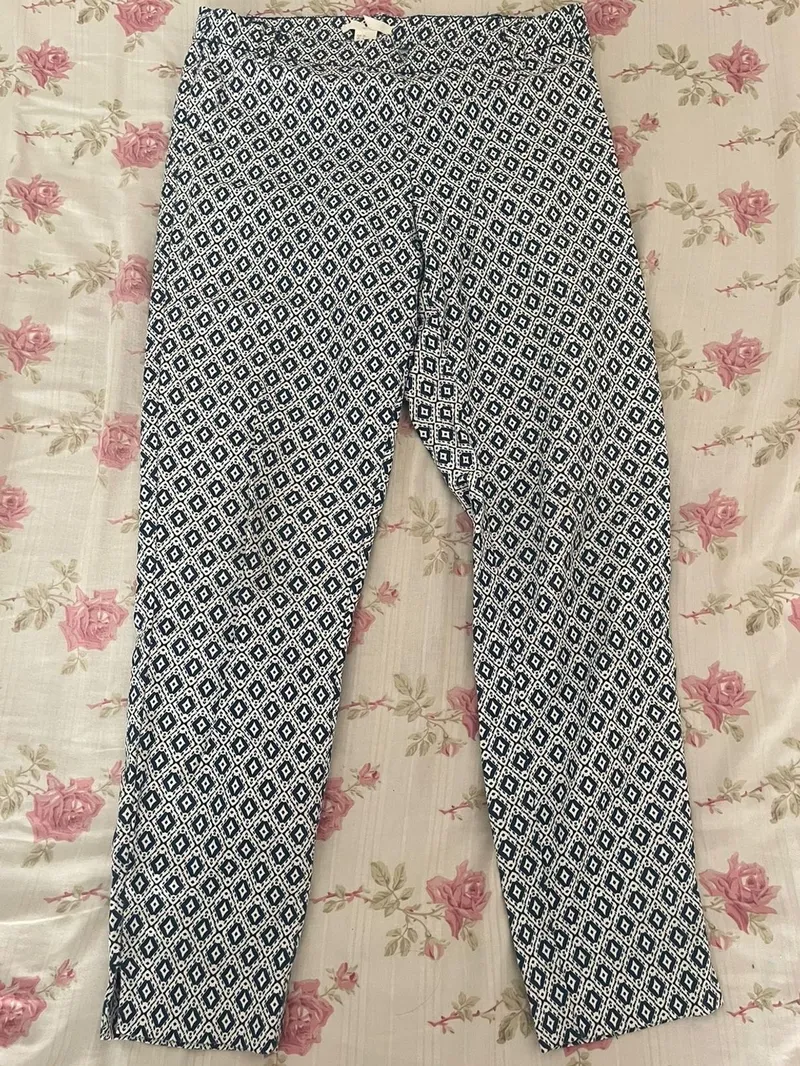 H&M Indie Casual Casual trouser Wanita white blue photo 1