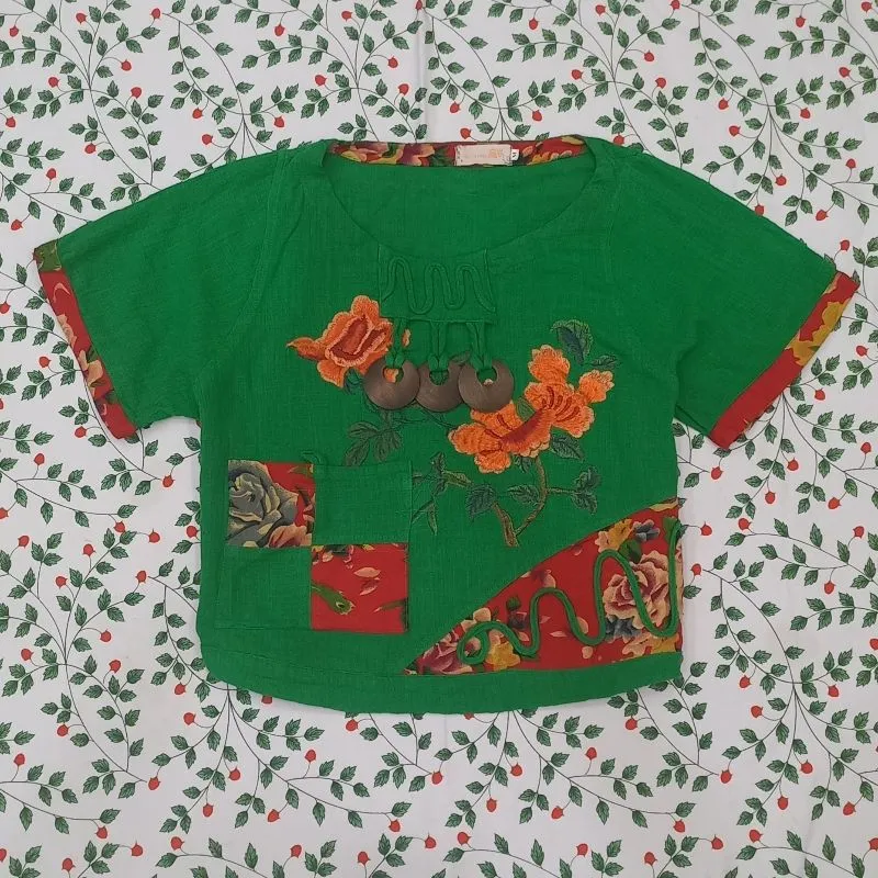 Jade bloom heritage top atasan hijau jade boho photo 1