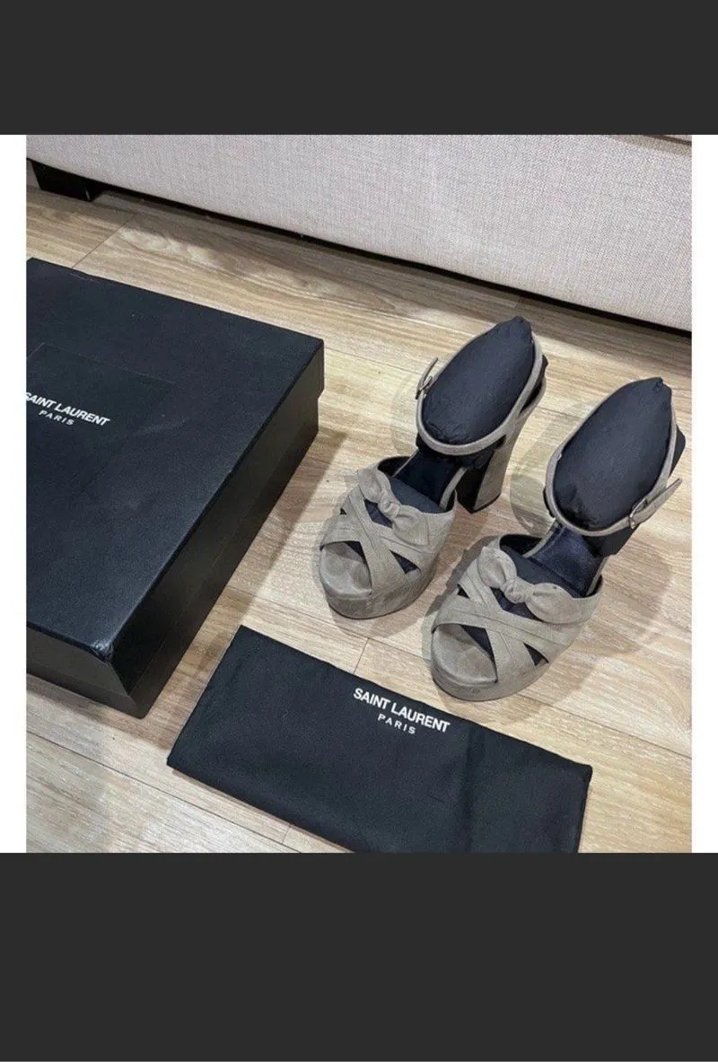 YSL Candy Platform Heels Grey Suede - size 37 photo 1