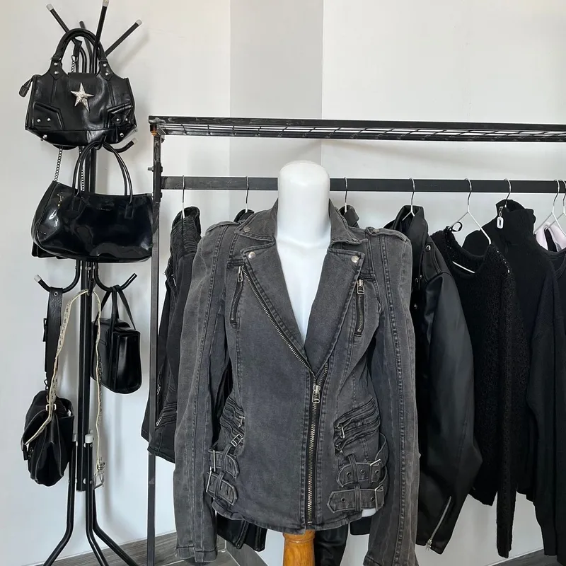 Streetwear Y2K Denim jacket Wanita gray photo 1