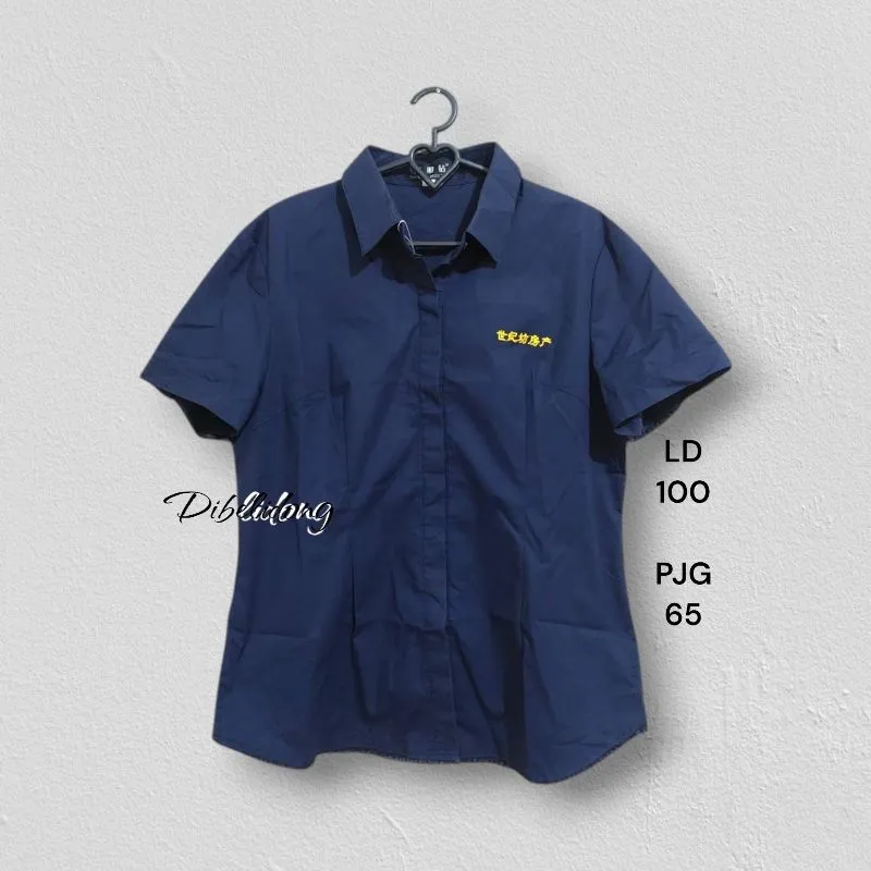 Kemeja pendek katun navy photo 1