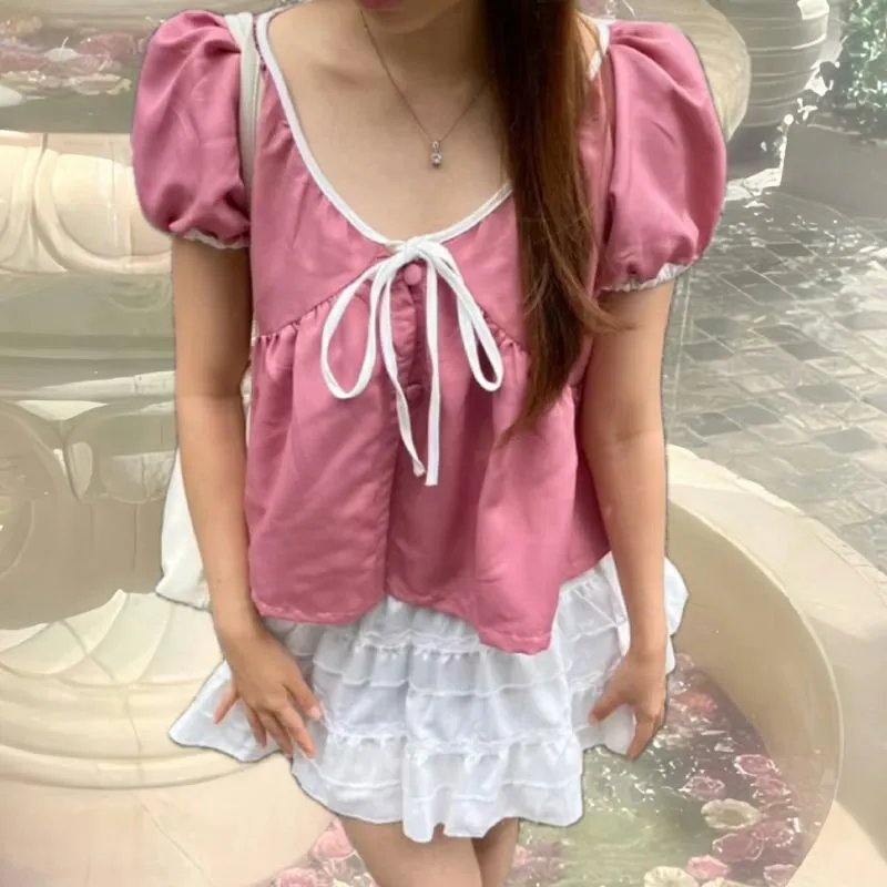 PRELOVED Pink Ribbon Coquette Top photo 1