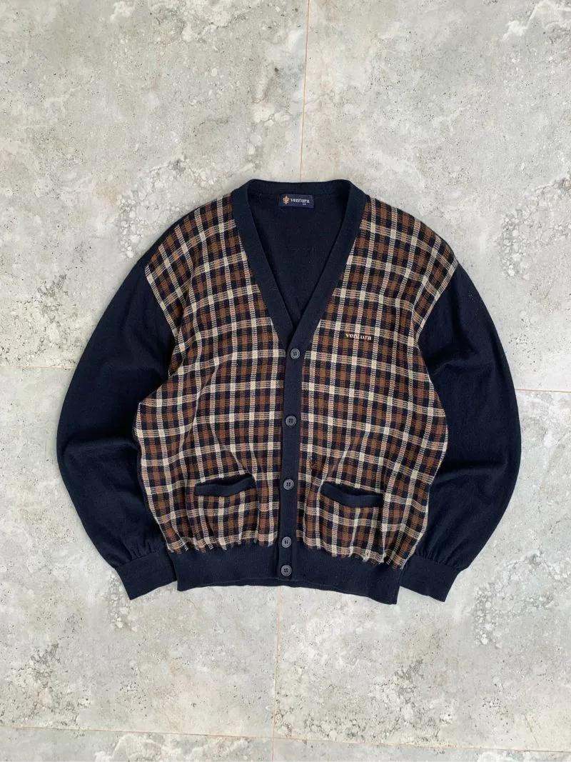 Ventura Black Chekered Pattern Cardigan  photo 1