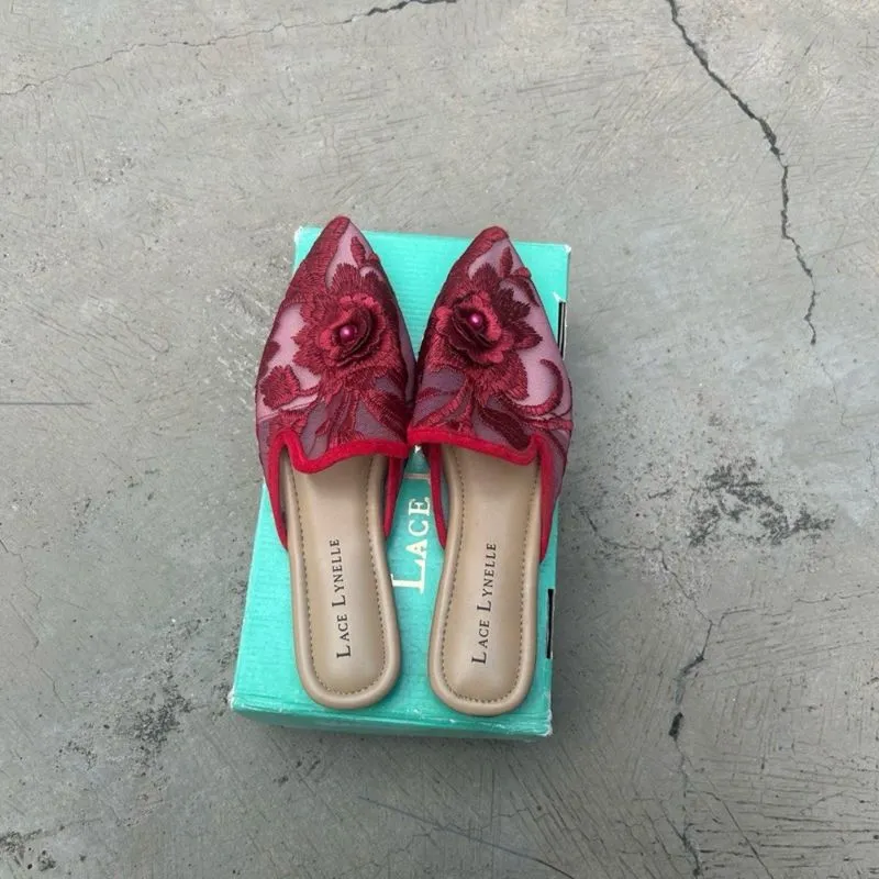 Lace Lynelle Maroon Mules photo 1