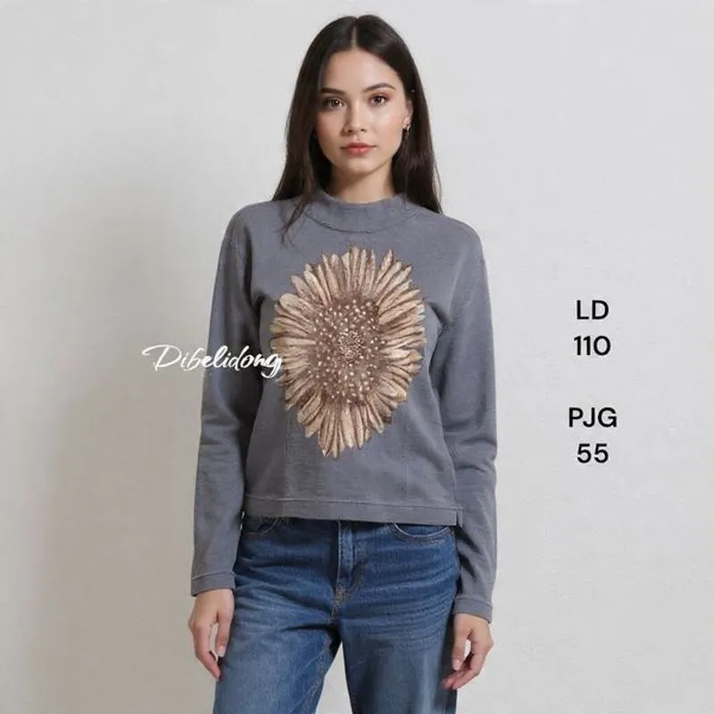 Kaos panjang knit bunga matahari photo 1