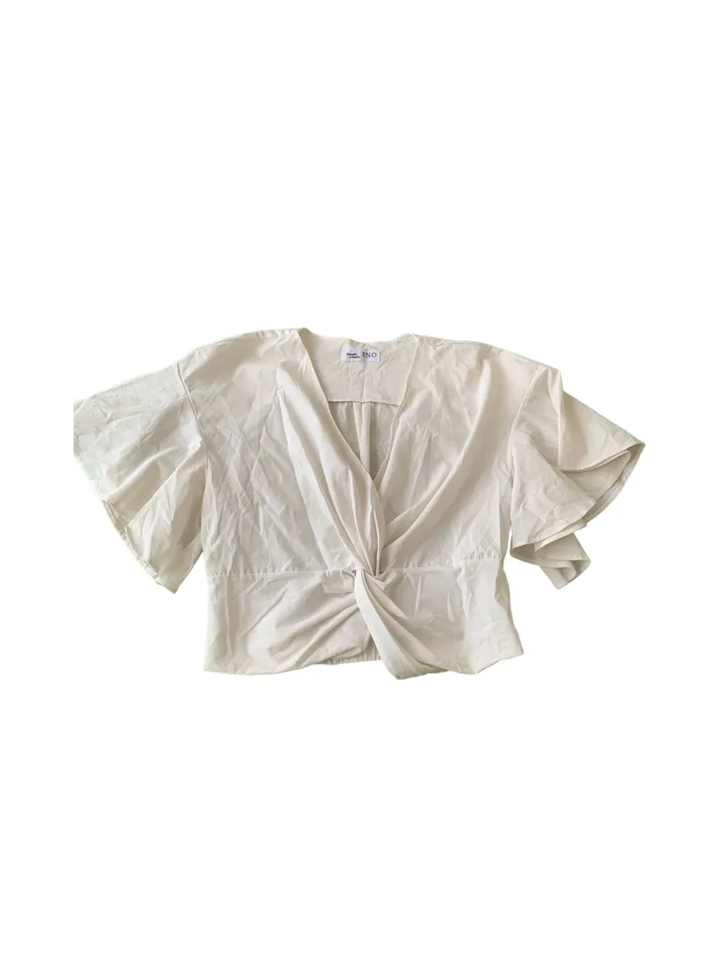 Minimalist Casual Crop top Wanita white photo 1
