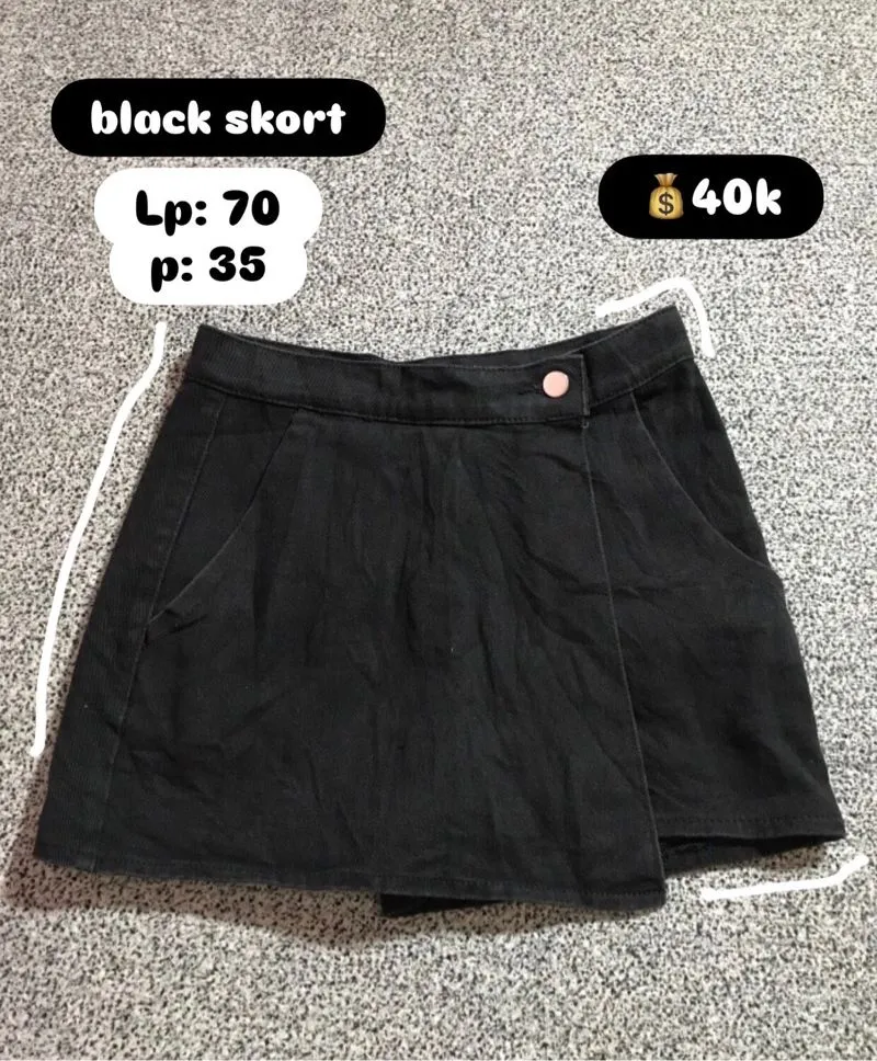 Black skort / mini rok celana hitam fashion korea photo 1