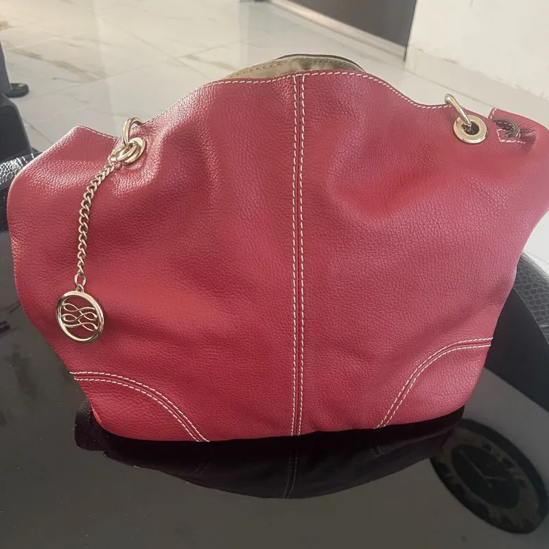 Lancel Red Leather French Flair Tote