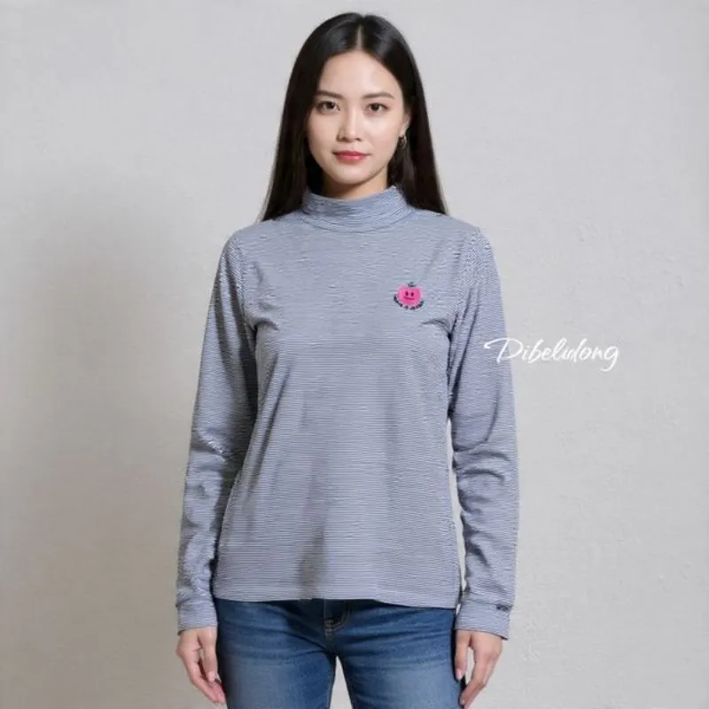 Kaos panjang turtle neck abu garis photo 1
