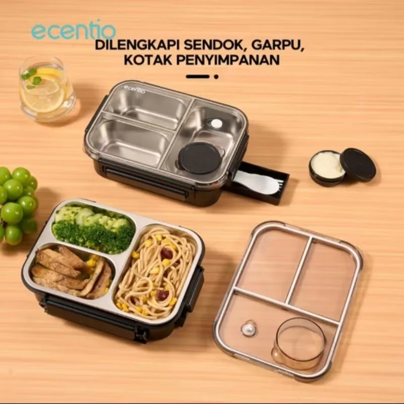ecentio lunch box stainless 800ml sekat 3 photo 1